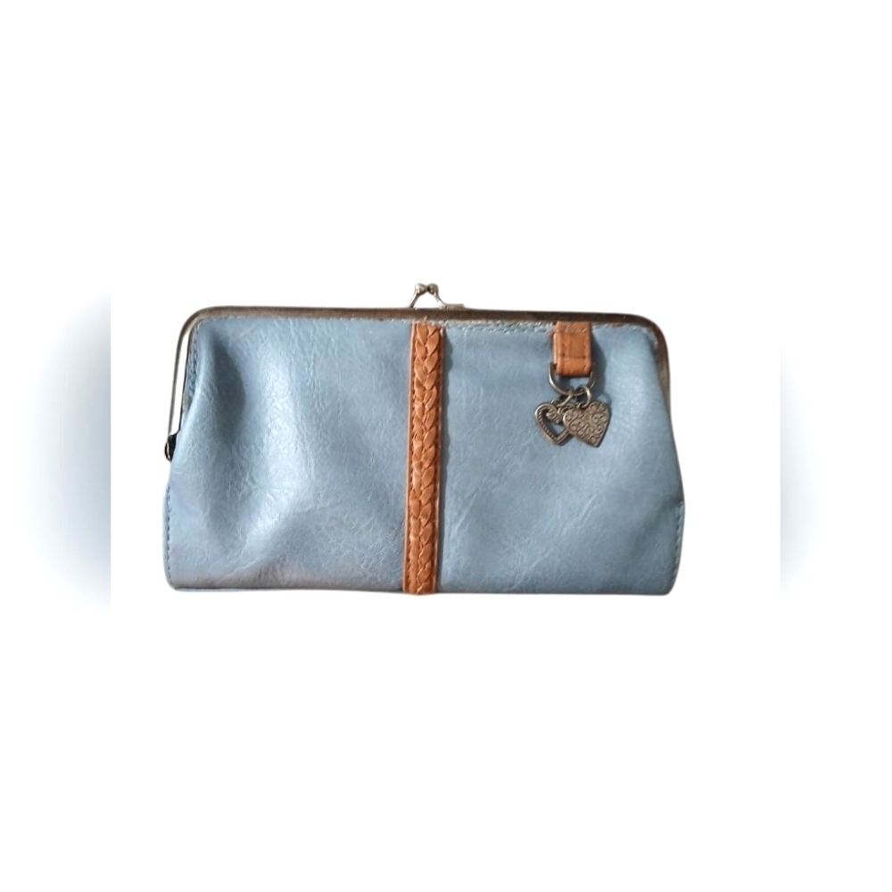 Blue and Tan Leather Clutch Wallet - Picture 9 of 9